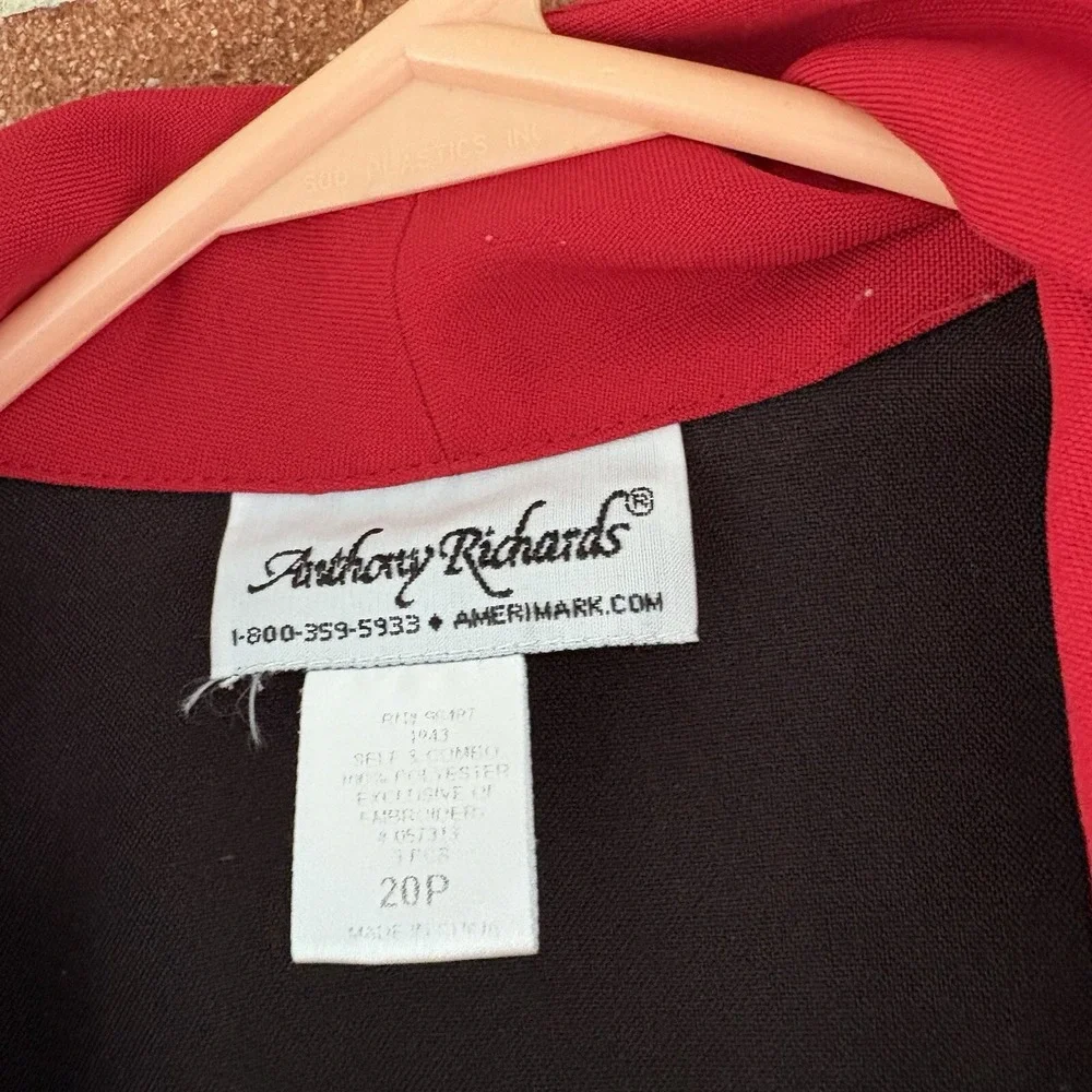 Anthony Richard's Black Red Floral Open Blazer Topper Jacket 20P A1454